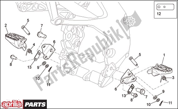 All parts for the Footrests of the Aprilia MXV 51 450 2008 - 2010