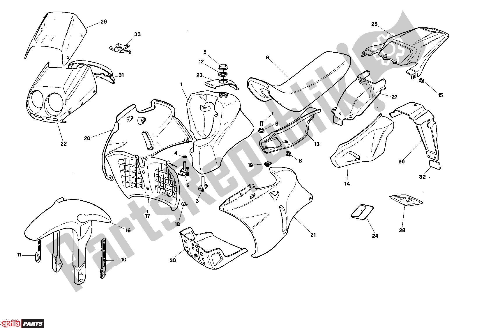 Tutte le parti per il Body del Aprilia Pegaso 211 125 1989