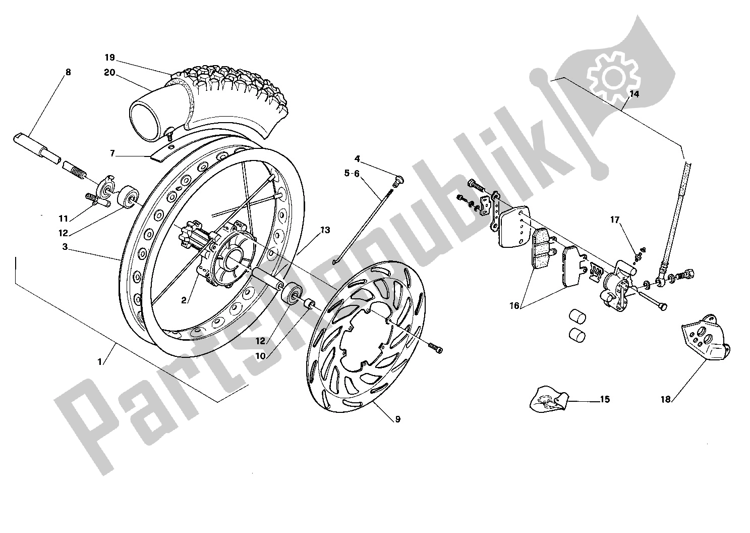 Todas as partes de Front Wheel do Aprilia Pegaso 211 125 1989