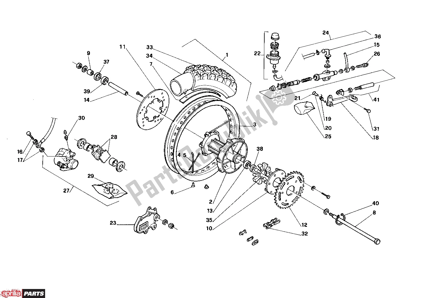 Alle Teile für das Rear Wheel des Aprilia Pegaso 211 125 1989