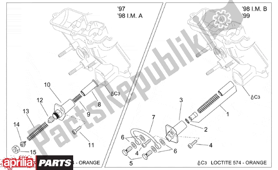 All parts for the Chain Tensioner of the Aprilia Pegaso 3 11 650 1997 - 2000