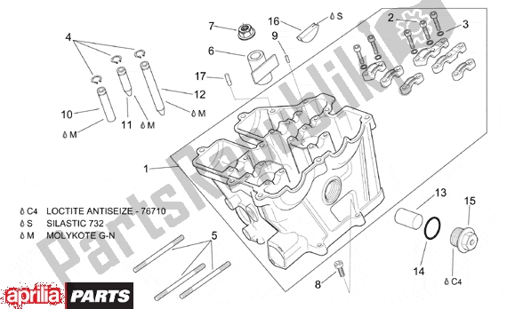 All parts for the Cylinder Head of the Aprilia Pegaso 3 11 650 1997 - 2000