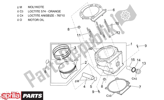 Toutes les pièces pour le Cylinder du Aprilia Pegaso 3 11 650 1997 - 2000