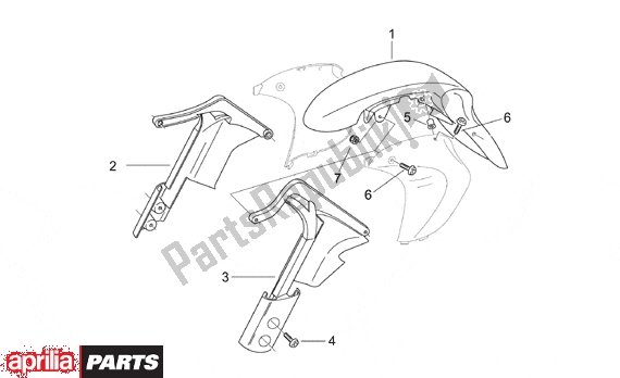 Tutte le parti per il Front Body Mudguard del Aprilia Pegaso 3 11 650 1997 - 2000