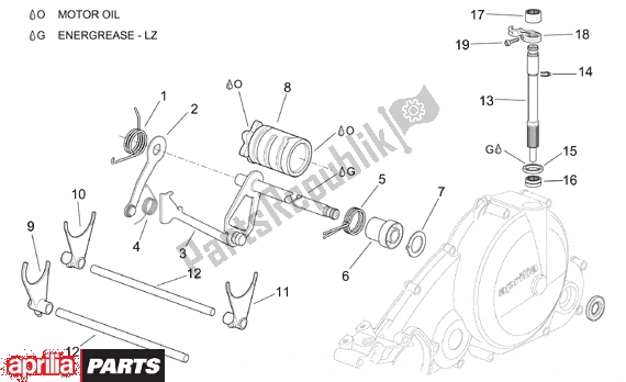 All parts for the Gear Box Selector of the Aprilia Pegaso 3 11 650 1997 - 2000