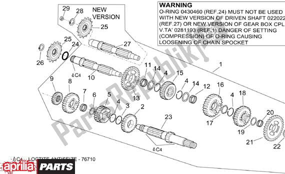 All parts for the Gear Box of the Aprilia Pegaso 3 11 650 1997 - 2000