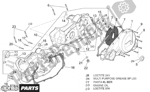 Alle onderdelen voor de Crankcase I van de Aprilia Pegaso IE 261 650 2001 - 2004