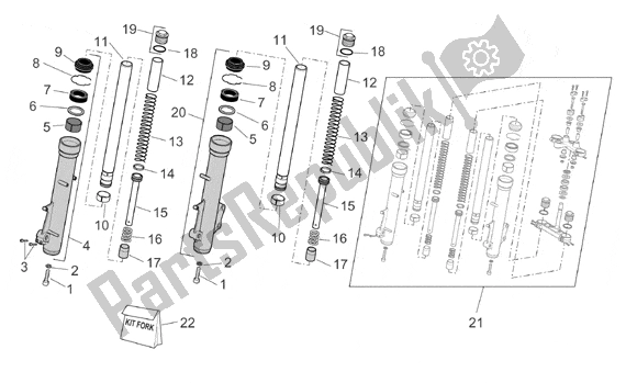 All parts for the Front Fork of the Aprilia Pegaso IE 261 650 2001 - 2004