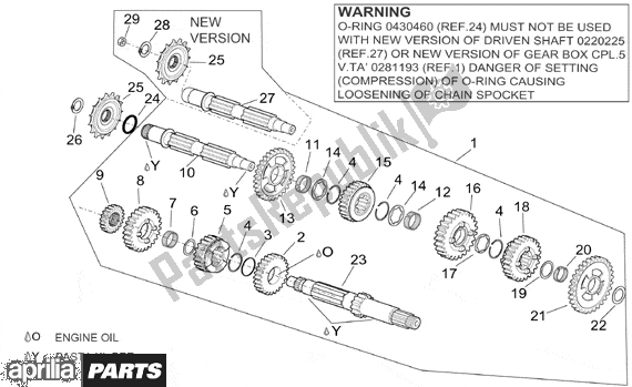 All parts for the Gear Box of the Aprilia Pegaso IE 261 650 2001 - 2004