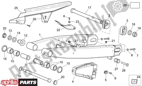 Alle onderdelen voor de Achterbrug van de Aprilia Pegaso Strada-factory-trail 18 660 2005 - 2009