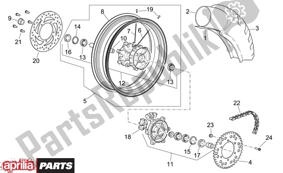 All parts for the Achterwiel Factory of the Aprilia Pegaso Strada-factory-trail 18 660 2005 - 2009
