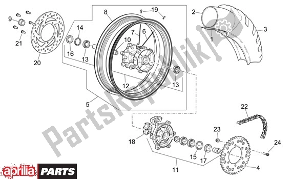 Alle onderdelen voor de Achterwiel Factory van de Aprilia Pegaso Strada-factory-trail 18 660 2005 - 2009