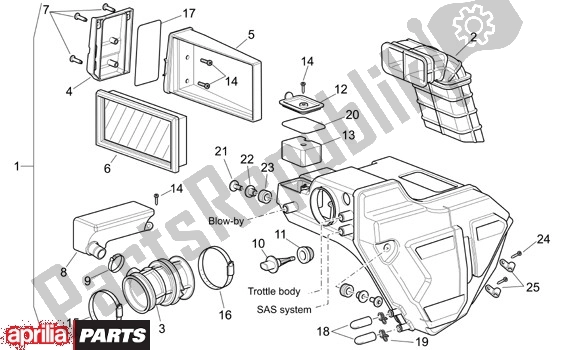 All parts for the Air Box of the Aprilia Pegaso Strada-factory-trail 18 660 2005 - 2009