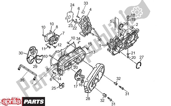 All parts for the Crankcase of the Aprilia Quasar 2T AC 999 50 2003