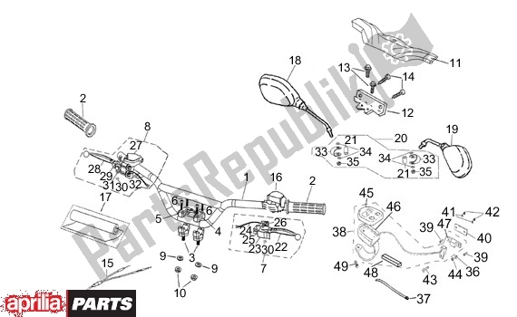 Todas as partes de Guidão do Aprilia Quasar 2T AC 999 50 2003