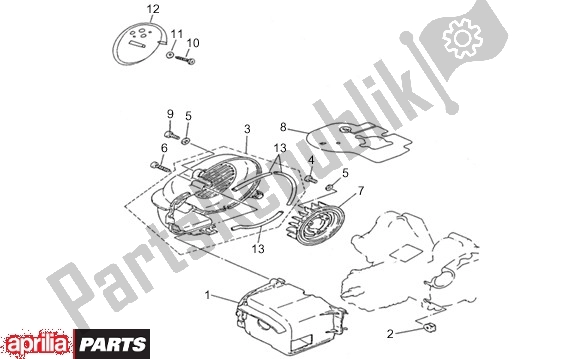 Todas as partes de Ventilatorafdekking do Aprilia Quasar 2T AC 999 50 2003