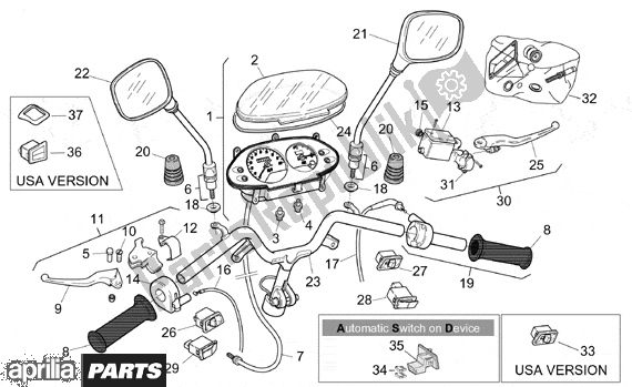 All parts for the Dashboard of the Aprilia Rally 512 50 1995 - 2003