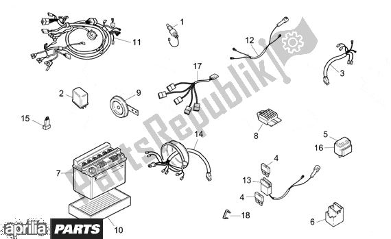 Alle onderdelen voor de Electrical System van de Aprilia Rally 512 50 1995 - 2003