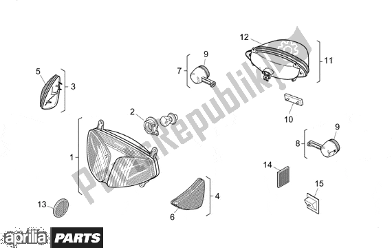 Alle onderdelen voor de Lights van de Aprilia Rally 512 50 1995 - 2003