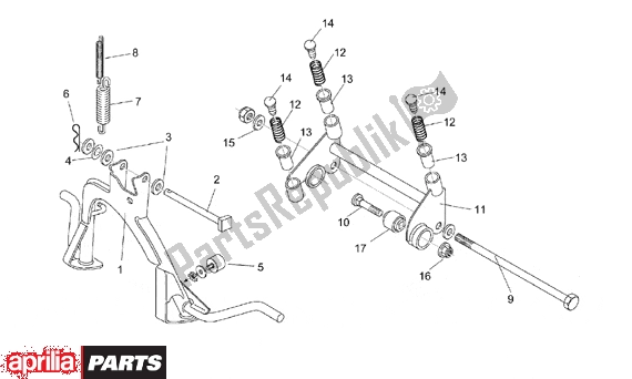 All parts for the Central Stand Connecting Rod of the Aprilia Rally Liquid Cooled 514 50 1996 - 1999