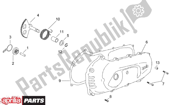 All parts for the Covers Kick Starter of the Aprilia Rally Liquid Cooled 514 50 1996 - 1999