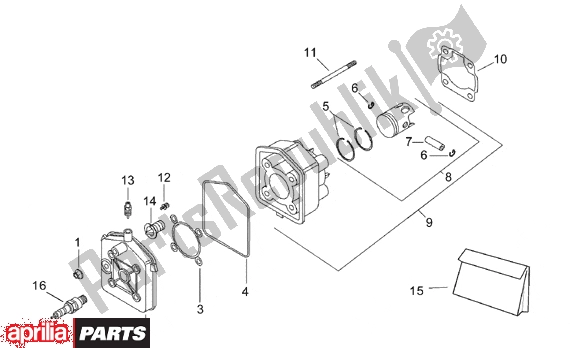 All parts for the Cylinder Head I of the Aprilia Rally Liquid Cooled 514 50 1996 - 1999