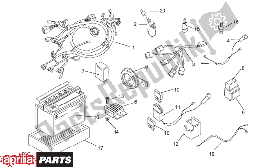All parts for the Electrical System of the Aprilia Rally Liquid Cooled 514 50 1996 - 1999