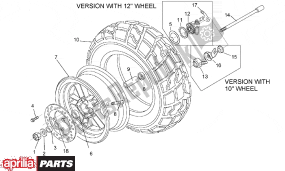 Alle onderdelen voor de Front Wheel van de Aprilia Rally Liquid Cooled 514 50 1996 - 1999