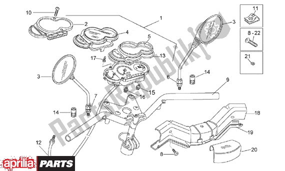 Todas as partes de Handlebar Dashboard do Aprilia Rally Liquid Cooled 514 50 1996 - 1999