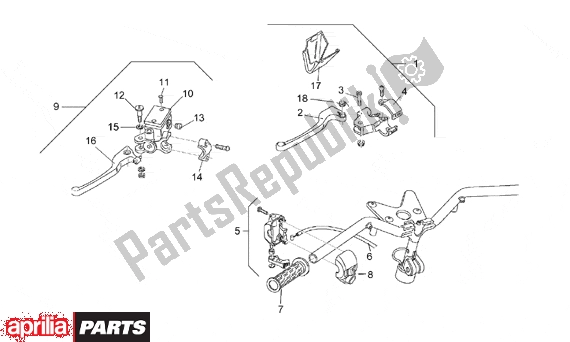 All parts for the Lh Controls of the Aprilia Rally Liquid Cooled 514 50 1996 - 1999