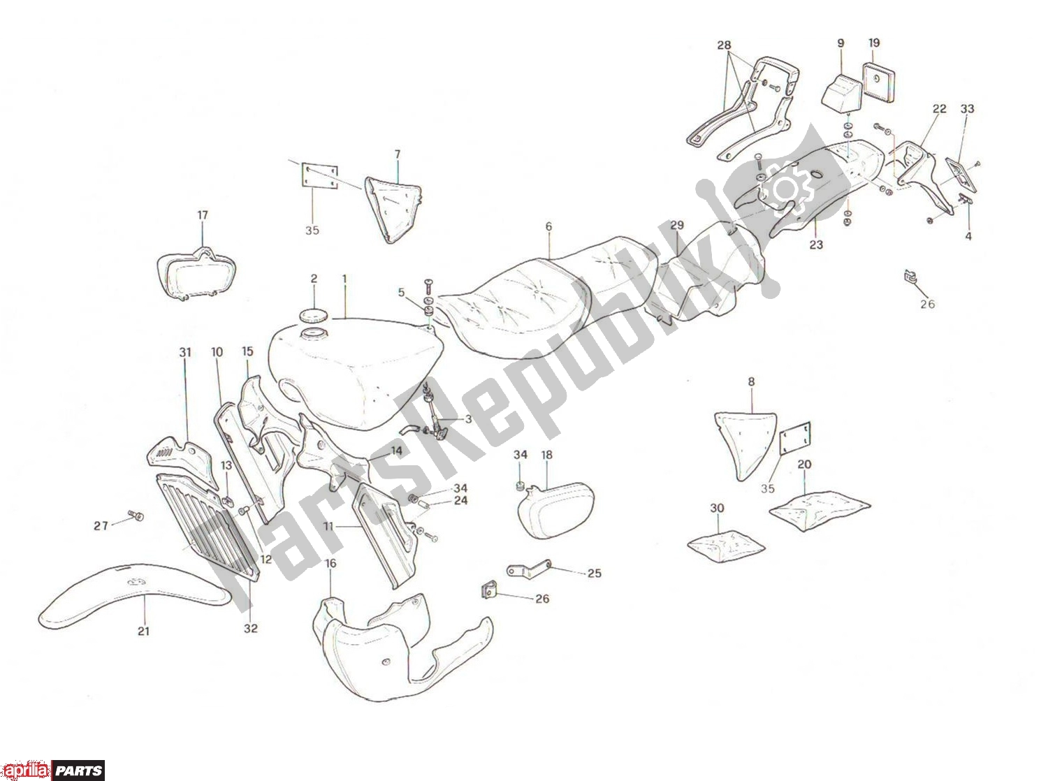 All parts for the Body of the Aprilia Red Rose 606 125 1987 - 1990