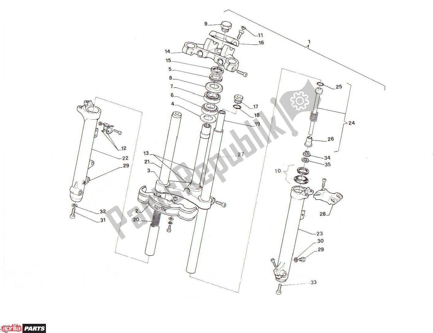 Todas las partes para Front Fork de Aprilia Red Rose 606 125 1987 - 1990