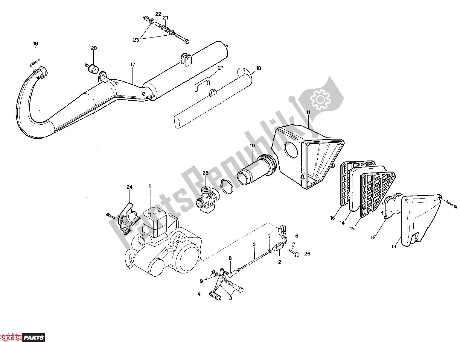 All parts for the Exhaust of the Aprilia Red Rose 601 125 1988 - 1990