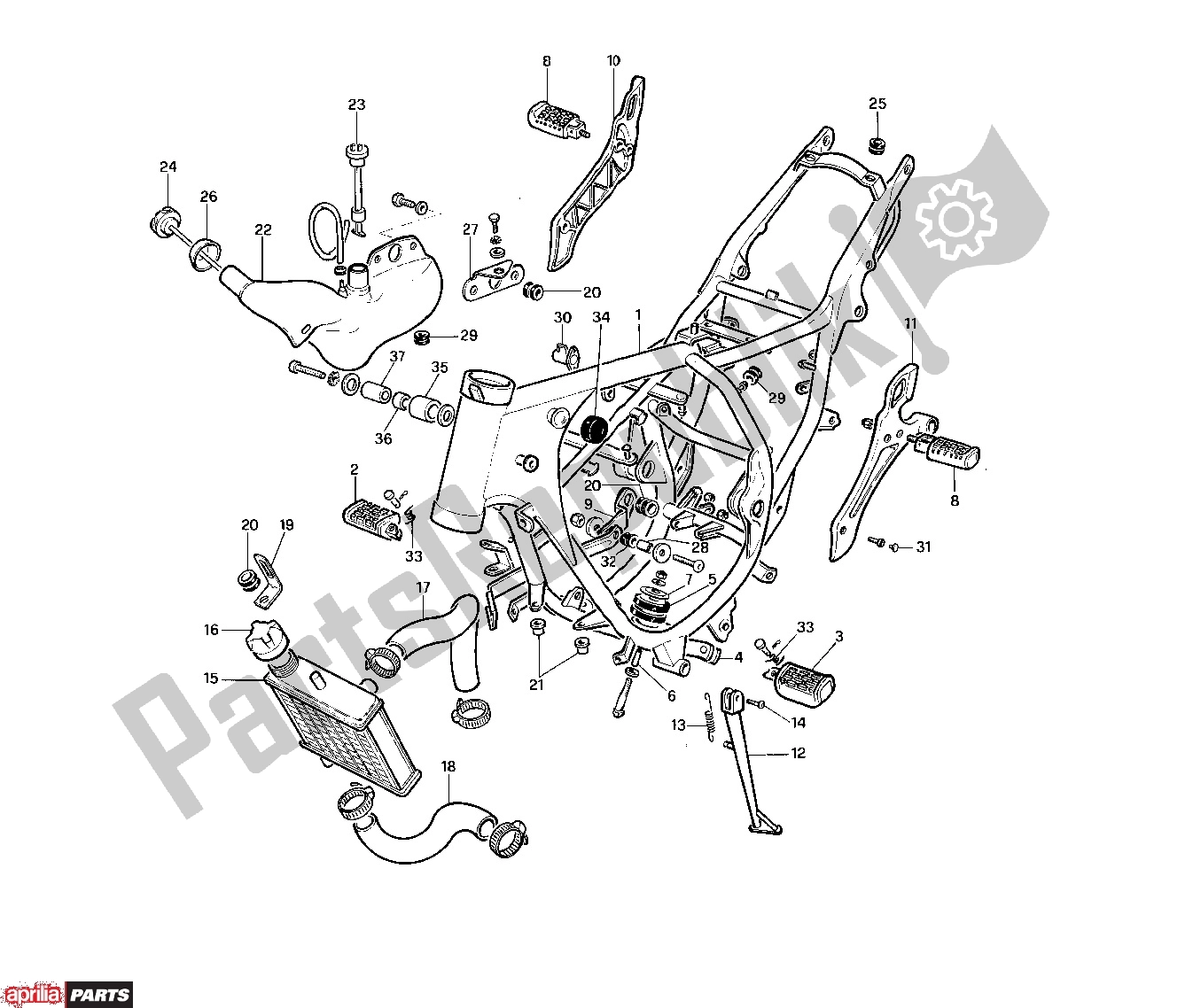 Todas as partes de Frame do Aprilia Red Rose 601 125 1988 - 1990