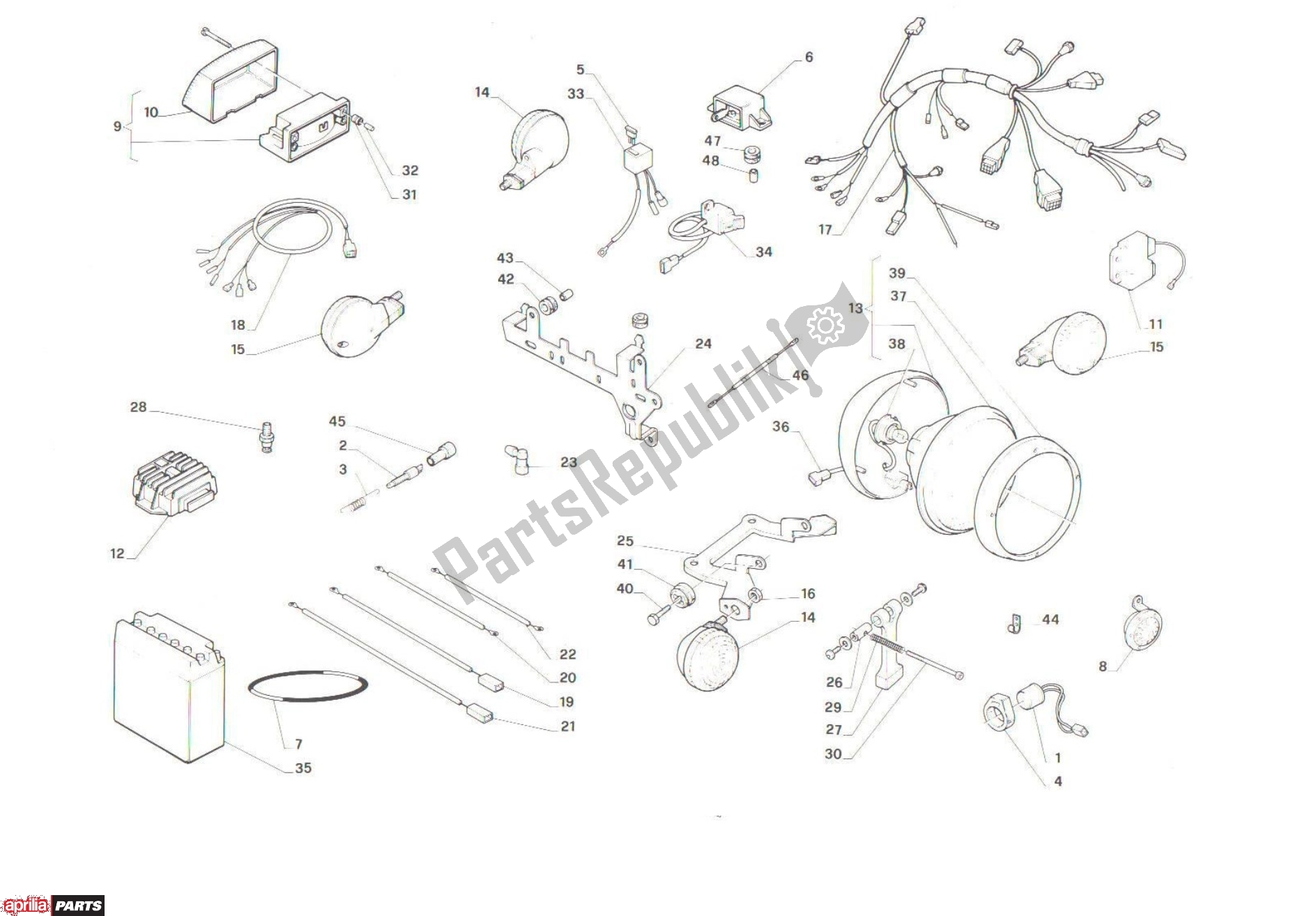 Todas as partes de Electric do Aprilia Red Rose 607 50 1989 - 1992