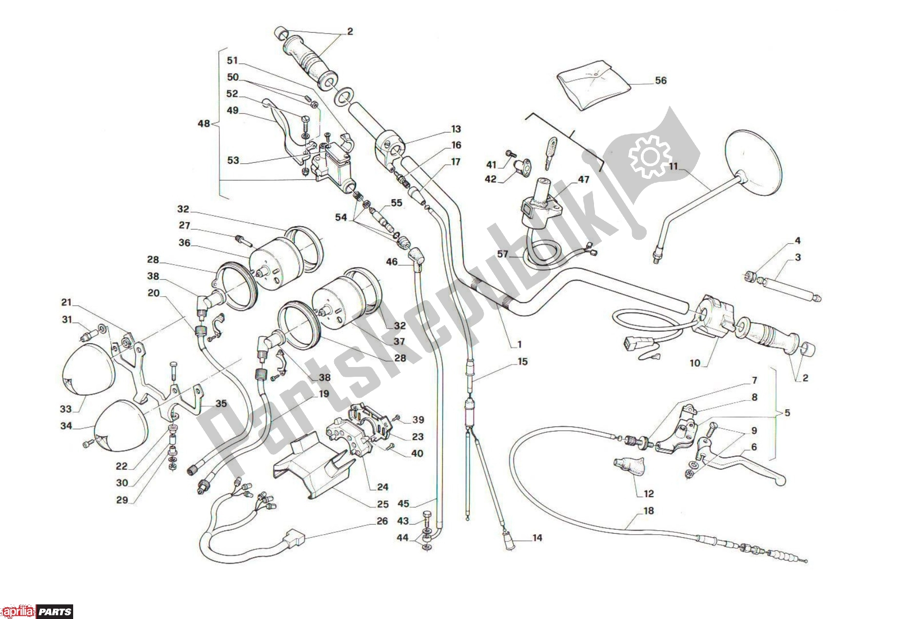 Toutes les pièces pour le Handle Bars du Aprilia Red Rose 607 50 1989 - 1992