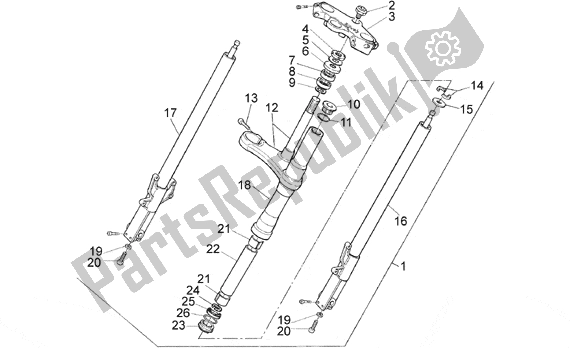 Alle onderdelen voor de Front Fork van de Aprilia RS 5 125 1996 - 1997