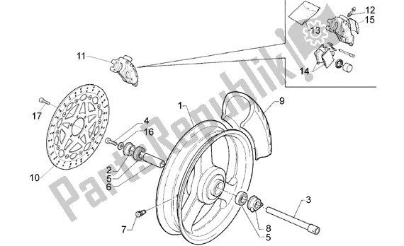 All parts for the Front Wheel Complete of the Aprilia RS 5 125 1996 - 1997