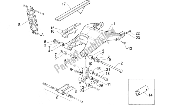 All parts for the Rear Shock Absorber of the Aprilia RS 5 125 1996 - 1997