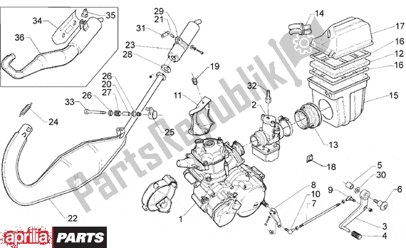 All parts for the Engine of the Aprilia RS 331 125 1998