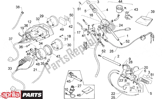 All parts for the Handlebar Dashboard of the Aprilia RS 331 125 1998