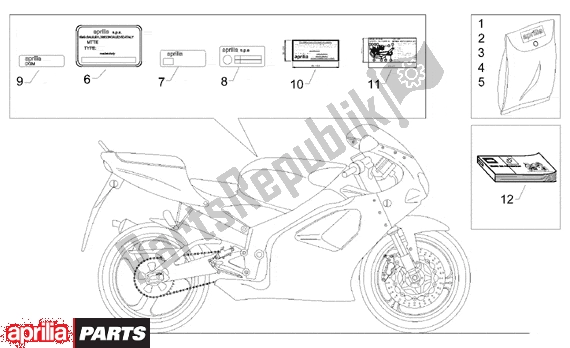 All parts for the Plate Set And Decal of the Aprilia RS 331 125 1998