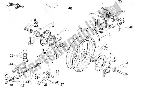 Alle onderdelen voor de Rear Wheel van de Aprilia RS 331 125 1998