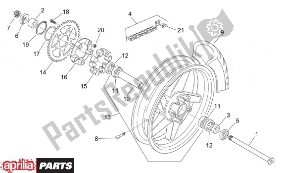 All parts for the Rear Wheel of the Aprilia RS 340 125 1999 - 2005