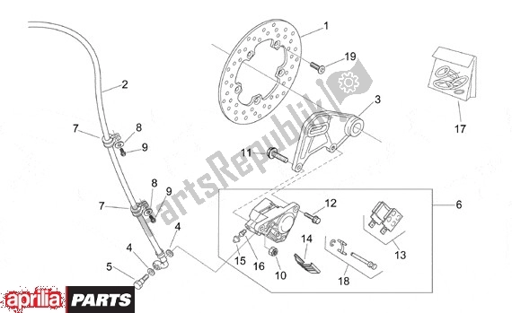 Alle onderdelen voor de Achterwielremklauw van de Aprilia RS 340 125 1999 - 2005