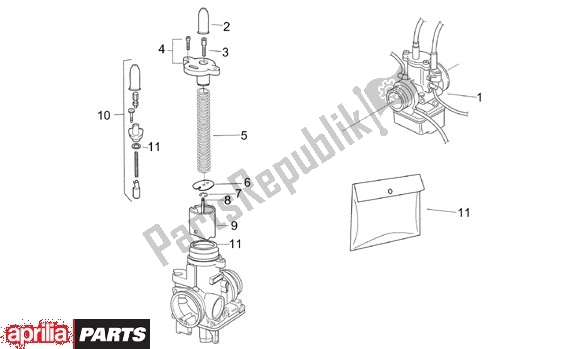 Alle onderdelen voor de Carburateur van de Aprilia RS 340 125 1999 - 2005