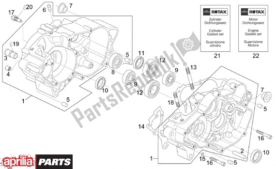 Alle Teile für das Kurbelgehäuse des Aprilia RS 340 125 1999 - 2005