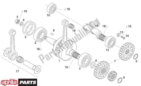 All parts for the Crankshaft of the Aprilia RS 340 125 1999 - 2005