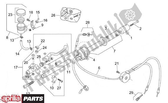 Alle onderdelen voor de Schakelingen Rechts van de Aprilia RS 340 125 1999 - 2005