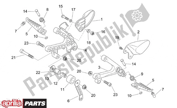 Alle onderdelen voor de Voetsteunen Rijder van de Aprilia RS 340 125 1999 - 2005